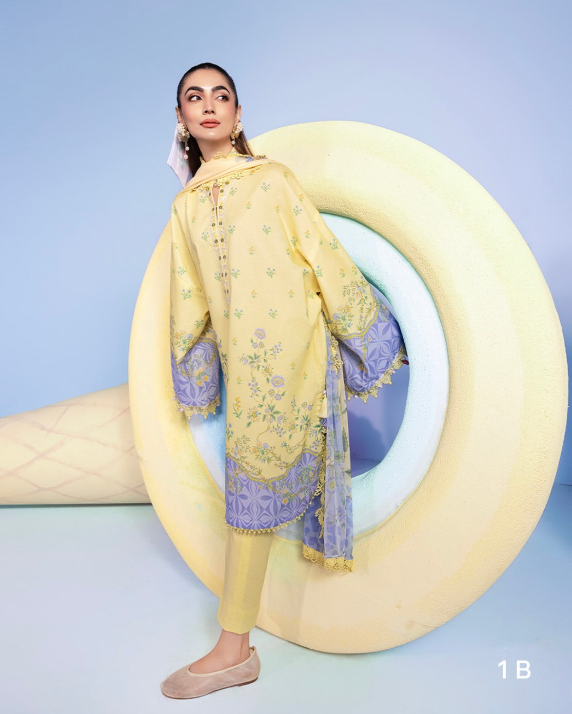 3 Pc Unstitched Embroidered Lawn Suit | m/basics BY MARIA.B