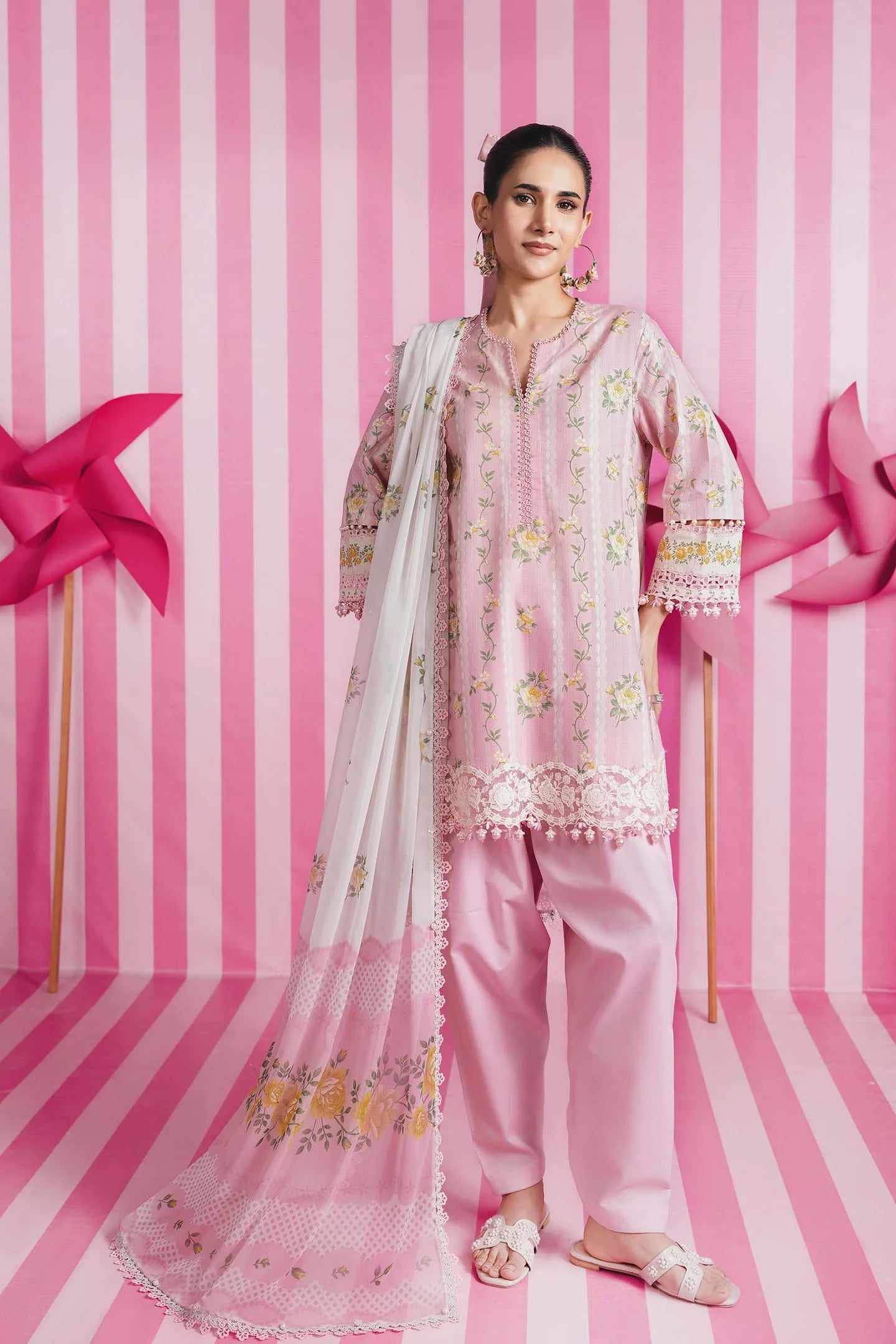 3 Pc Unstitched Embroidered Lawn Suit | m/basics BY MARIA.B