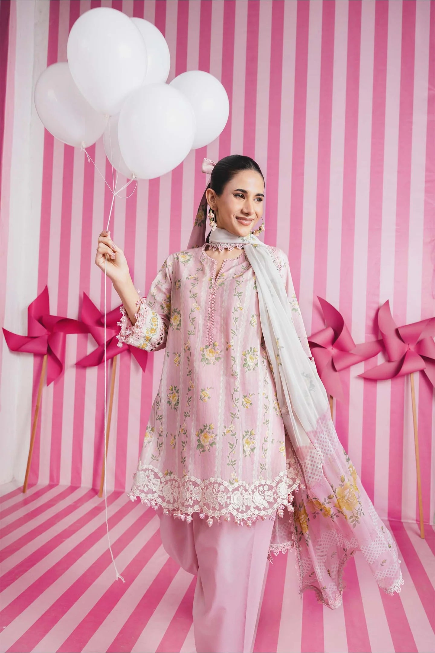 3 Pc Unstitched Embroidered Lawn Suit | m/basics BY MARIA.B
