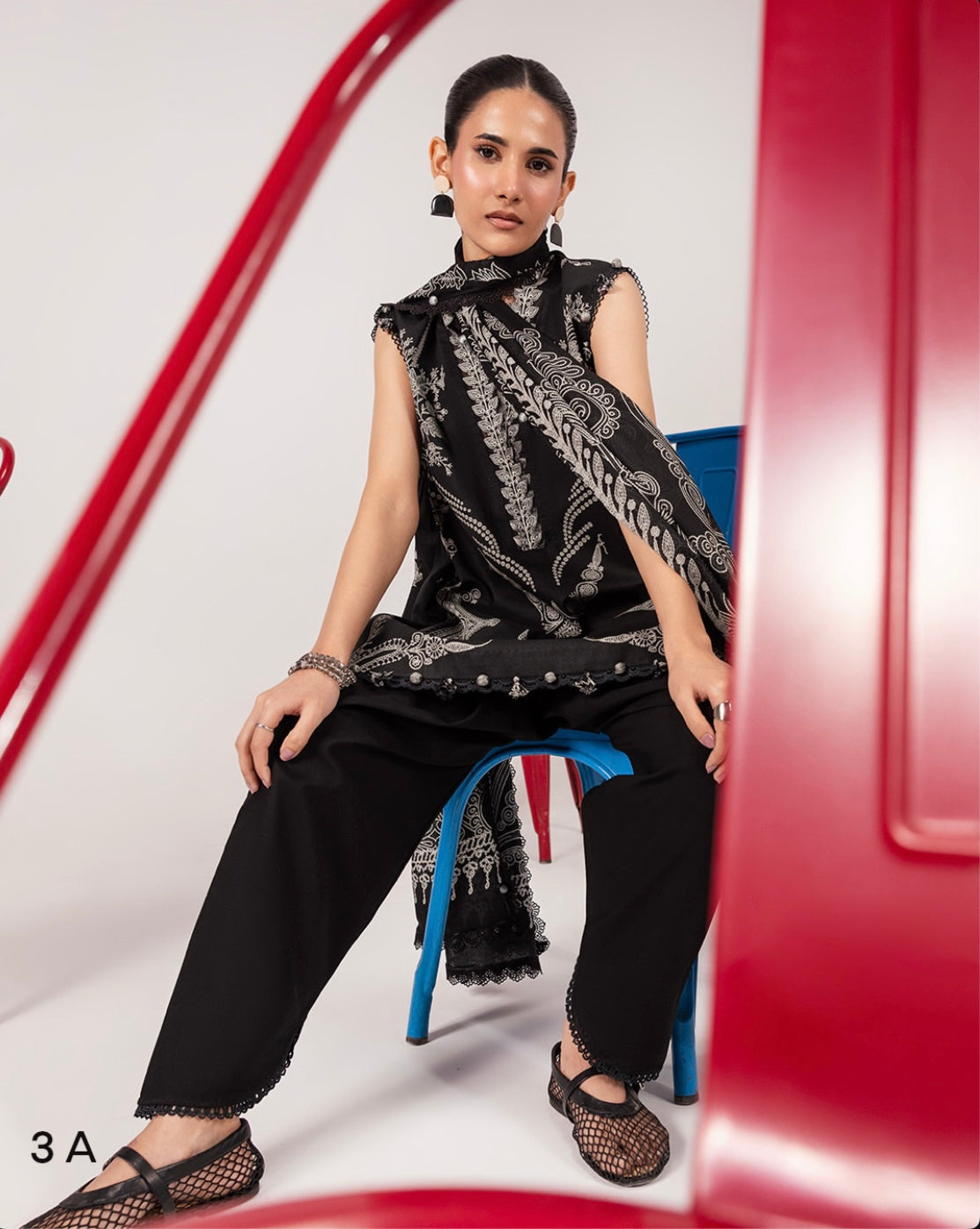 3 Pc Unstitched Embroidered Lawn Suit | m/basics BY MARIA.B