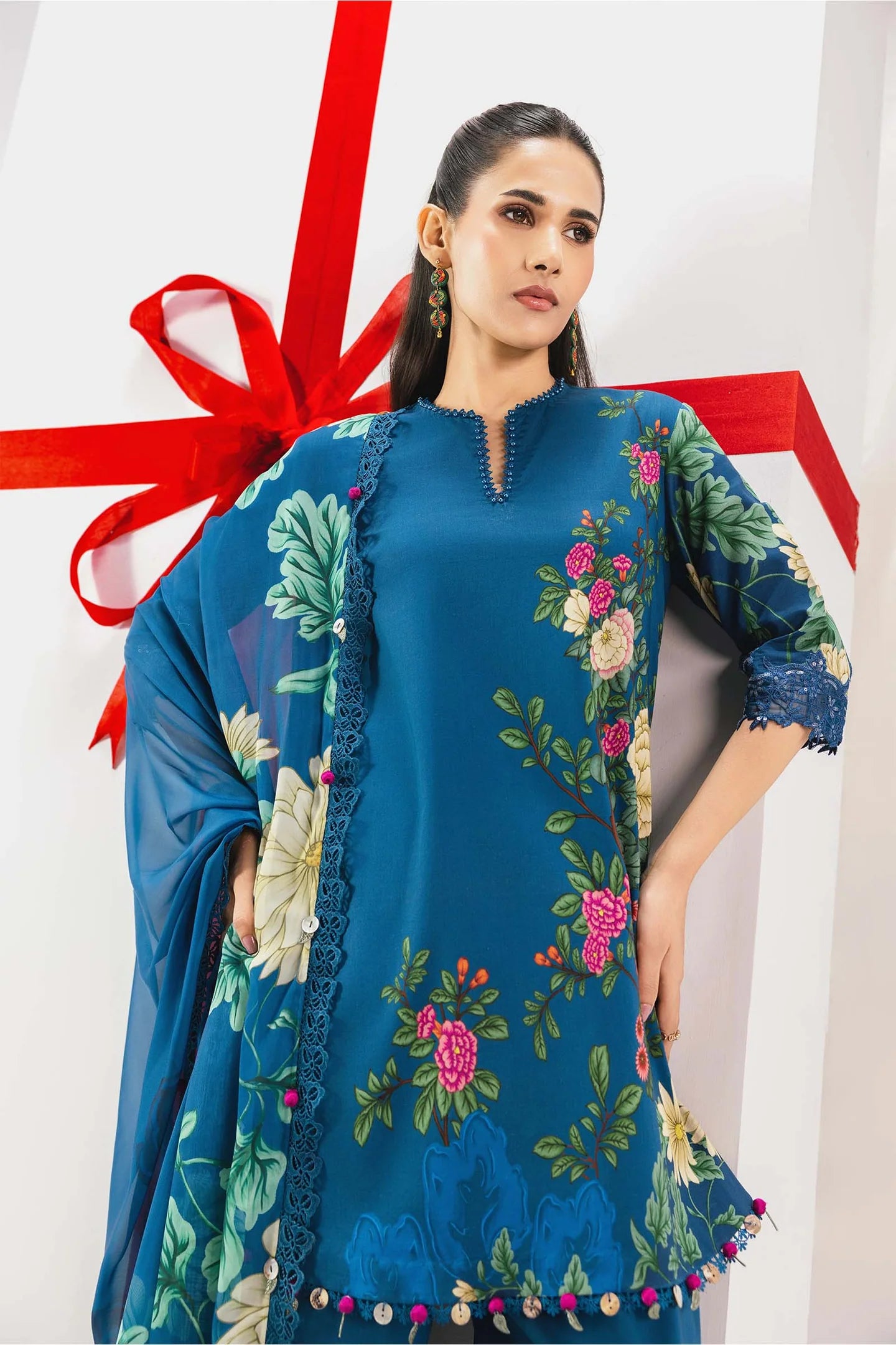 3 Pc Unstitched Embroidered Lawn Suit | m/basics BY MARIA.B